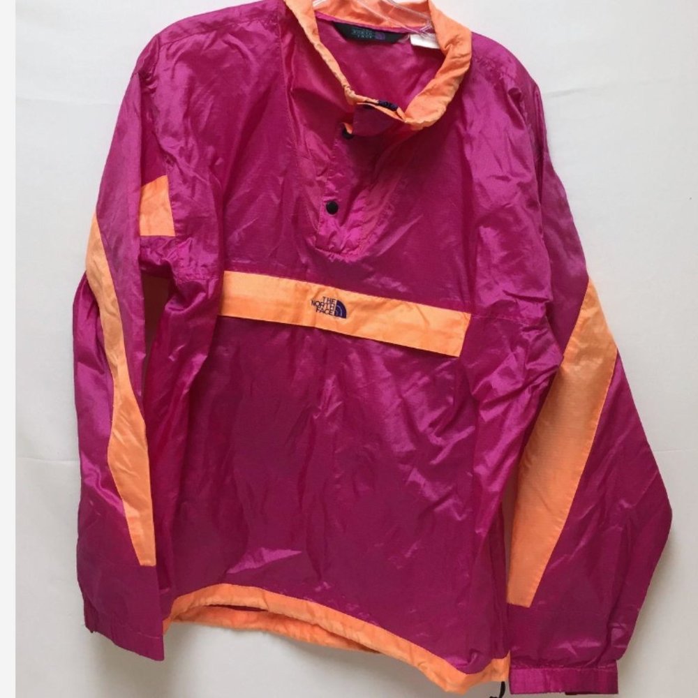 The North Face Vintage Retro Pink and Orange 1/4 Zip Pullover Windbreaker Jacket